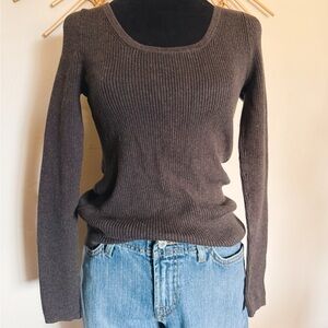 Moda International Chocolate Scoop Neck Sweater